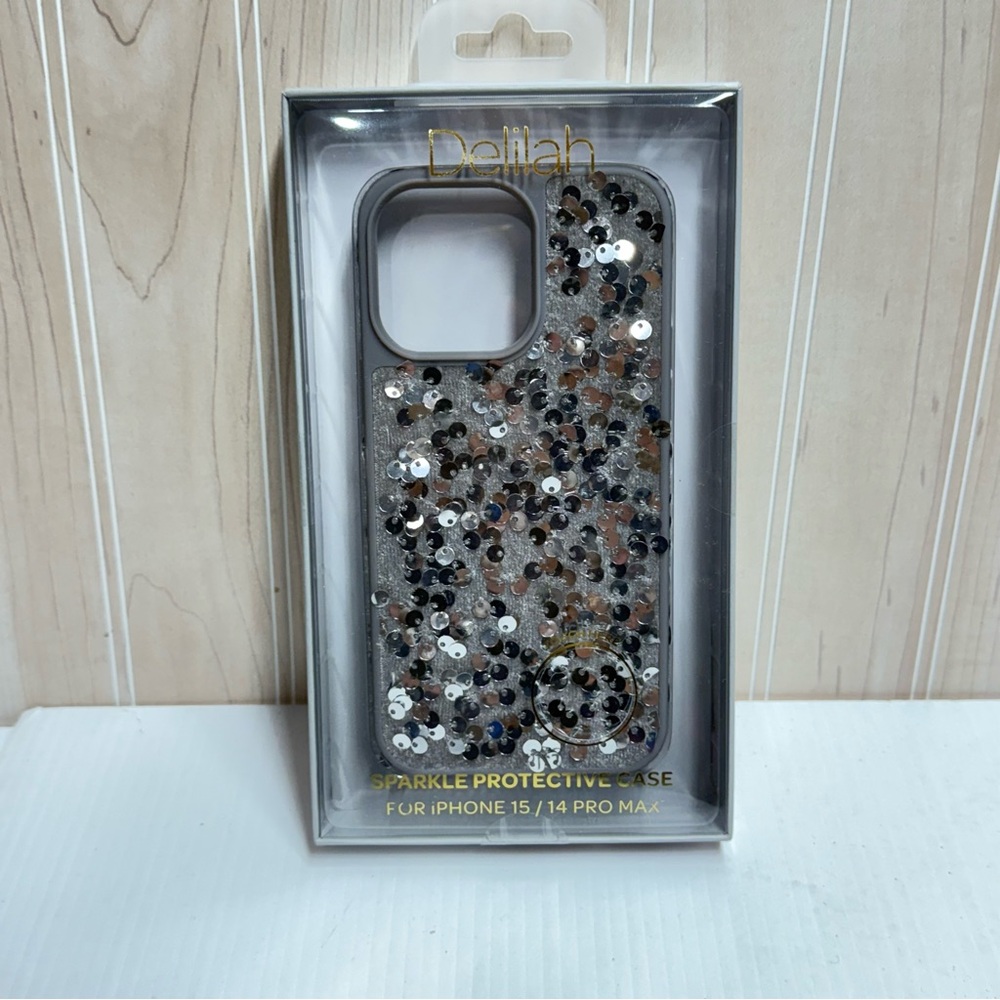 Elila Glitter Case for iPhone 15/14 Pro Max - Black and Silver